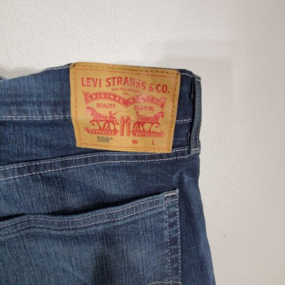Levis 559 Mens Jeans Dark Wash Stretch Denim W58 L29 actual size - Picture 3 of 13